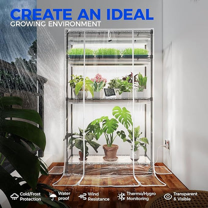 Barrina CX5Z Indoor Greenhouse with Grow Light, 6PCS 30W per Light Full Spectrum T8 Plant Lights
