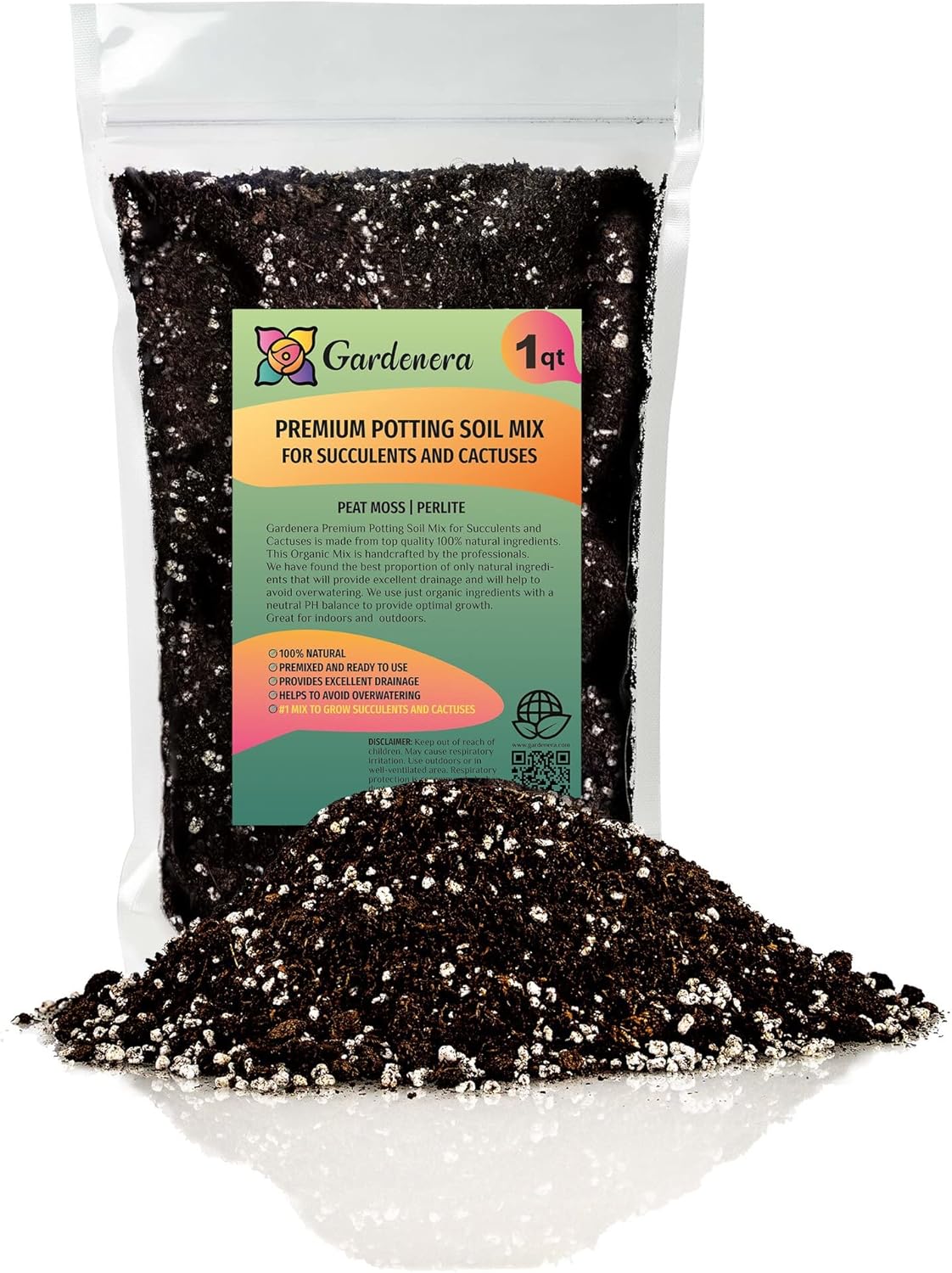 Gardenera Premium Organic Potting Soil, Succulent & Cactus Soil Mix, Fast Draining Pre-Mixed Blend