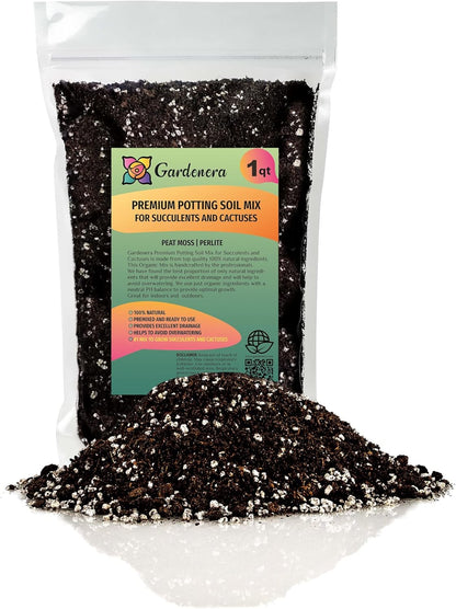 Gardenera Premium Organic Potting Soil, Succulent & Cactus Soil Mix, Fast Draining Pre-Mixed Blend