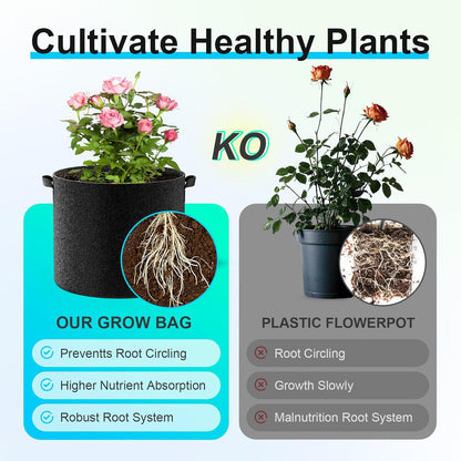 Land Guard 10-Pack Fabric Grow Bags 25 Gallon, Thickened Nonwoven Garden Pots, Growing Bags with