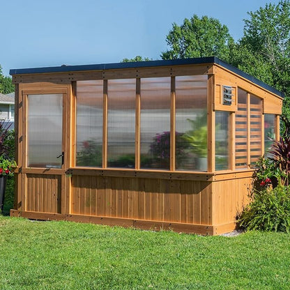 Backyard Discovery Zalie 11' x 7' Cedar Wood and Polycarbonate Walk-in Greenhouse Kit with Exhaust