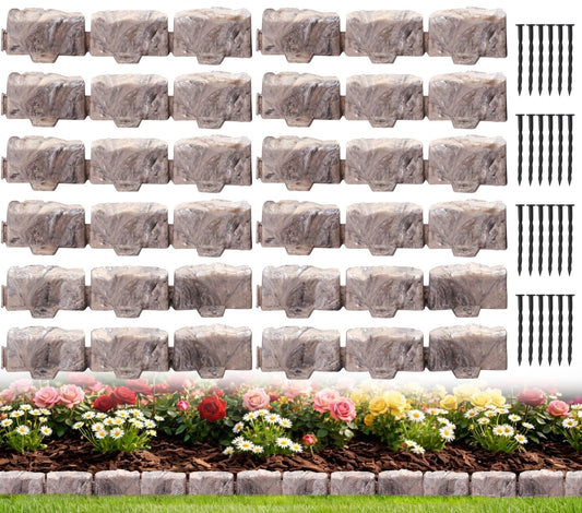 Landscape Edging Garden Edging Border Faux Stone Edging,17FT x 2.75 in Tall