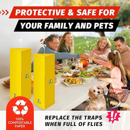 LULUCATCH Sticky Fly Traps, 10 Pack Fly Catcher Fungus Gnat Traps, Hanging Yellow Sticky Traps for