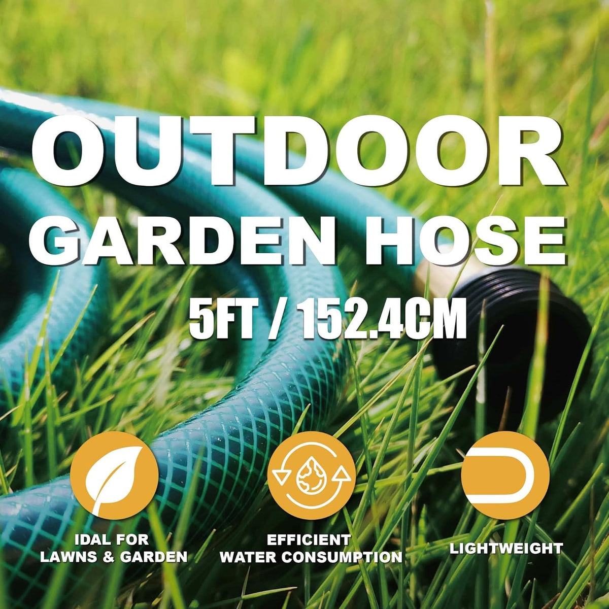 Garden Hose Leakproof for Gardener: 1/2” PVC Water Hoses with GHT Fittings - 5 FT No Kink and