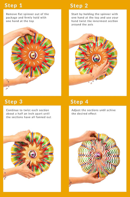 Garden Decor Sun Wind Spinner – 12-in Gazing Sun Hanging Decoration for Yard and – Boho