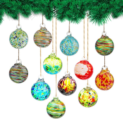 12 Pcs 2.3 Inch Christmas Ball Ornaments Hand Blown Glass Ornaments for Christmas Tree Gazing Balls