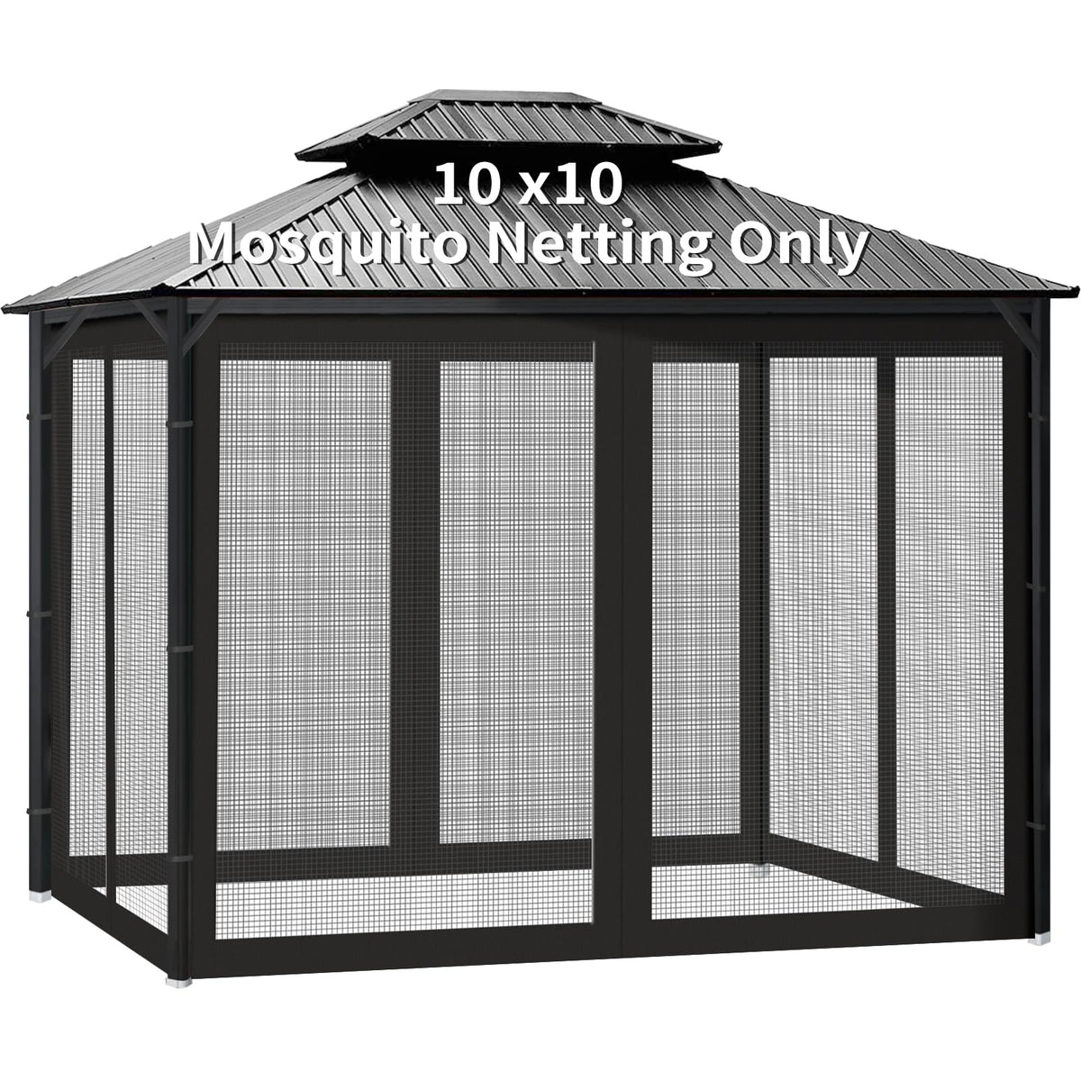 Gazebo Universal Replacement Mosquito Netting, 10' x 10' Outdoor Canopy Net Screen 4-Panel Sidewall