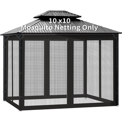 Gazebo Universal Replacement Mosquito Netting, 10' x 10' Outdoor Canopy Net Screen 4-Panel Sidewall