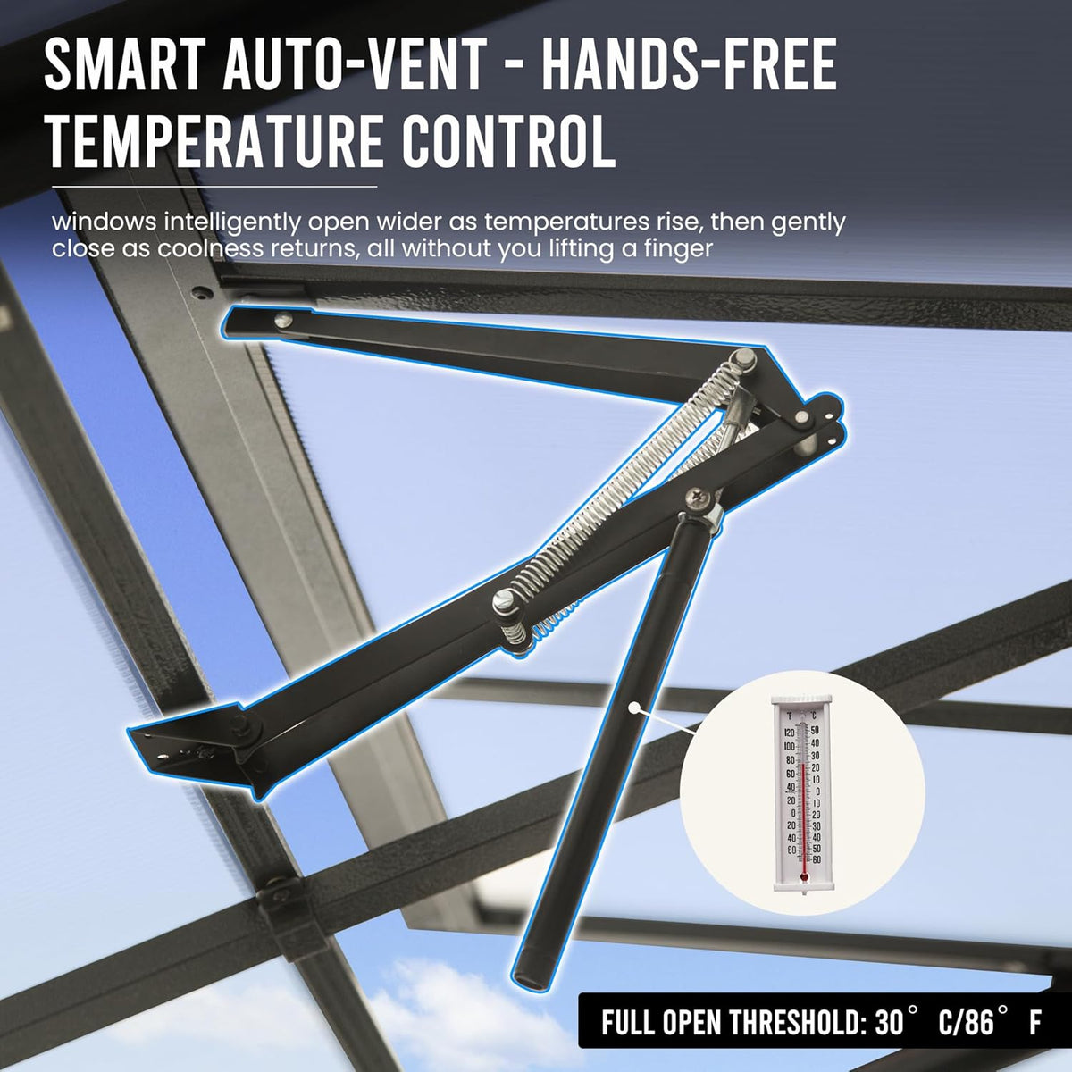 Domi 8x10FT Polycarbonate Greenhouse with Automatic Vent, Extra Tall 8FT Walk-in Aluminum Frame
