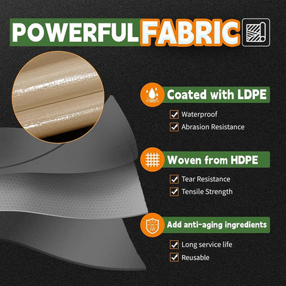 RAINDEWAY 10x12 Feet Heavy Duty Tarp,12 Mil Tan Waterproof Poly Tarp Cover,UV