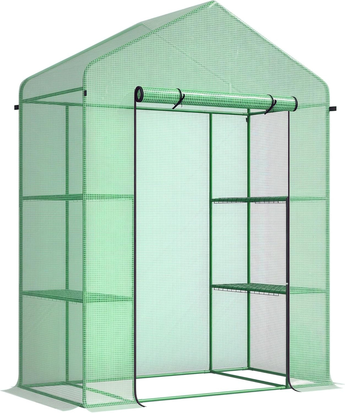 Outsunny 5' x 2.5' x 6.5' Mini Walk-in Greenhouse Kit, Portable Green House with 3 Tier Shelves