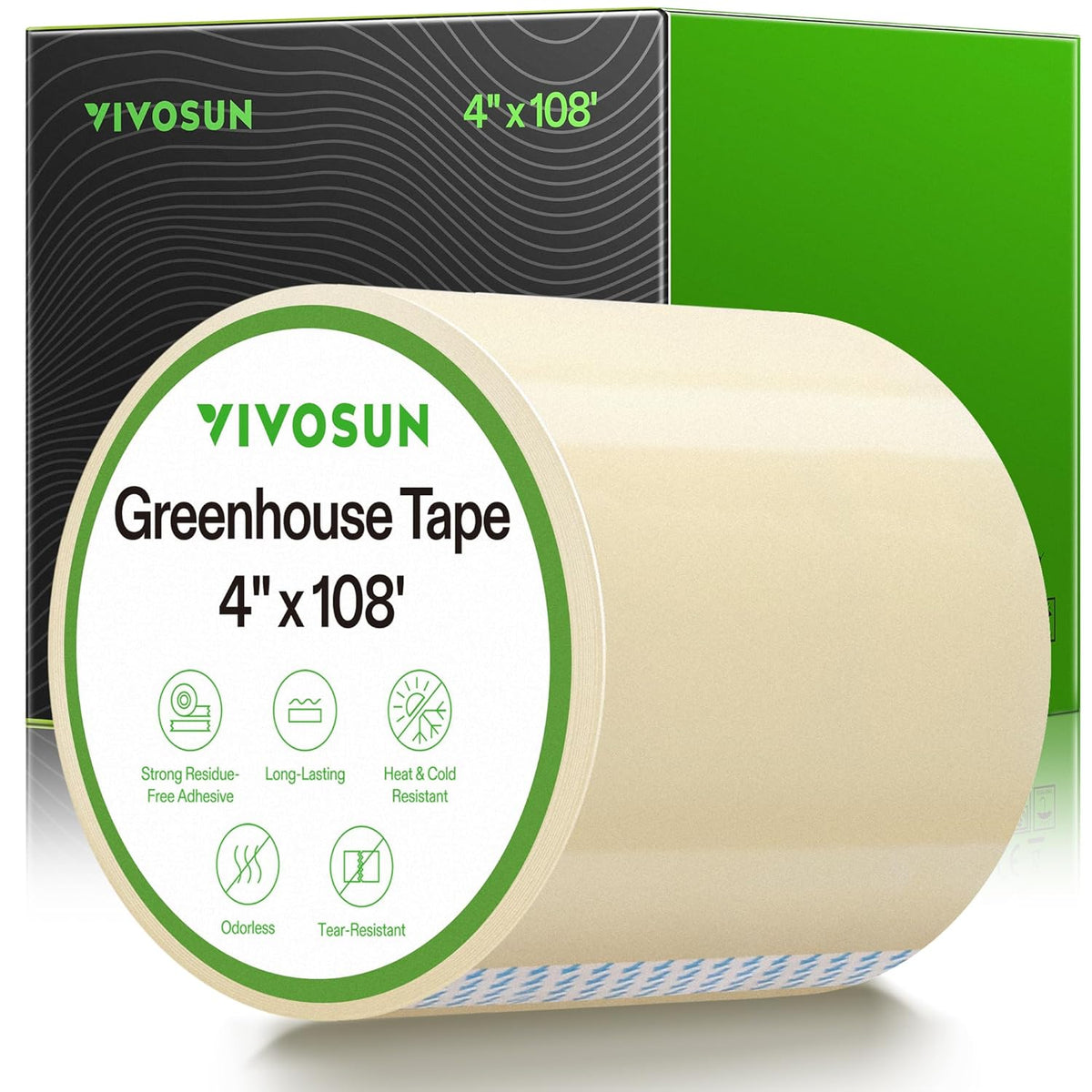 VIVOSUN Greenhouse Repair Tape, 6.3 mil 4" x108' Weatherproof Clear Poly Patch Tape, Heavy Duty