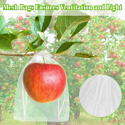 Morcheiong 60pcs Reusable Netting Mesh Bags - 6" x 8", Garden Fruit Protection with Drawstring
