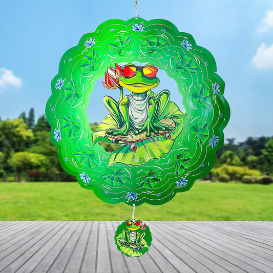 Frog Wind Spinner-3D Metal Hanging Wind Spinners, Perfect Ornament Gifts for Women/Men, 12 Inch