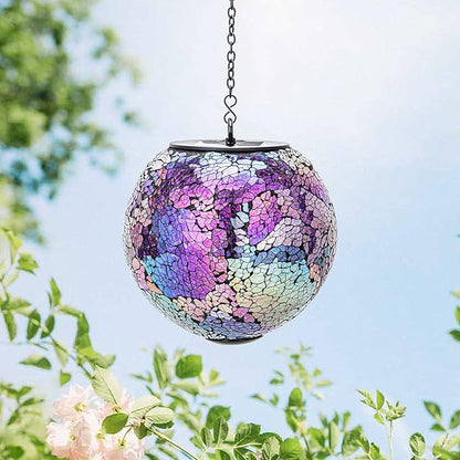 VCUTEKA Solar Lanterns Outdoor Waterproof - Hanging Solar Lights Garden LED Lanterns Mosaic Crack