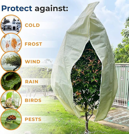 Plant Covers Freeze Protection, 10ft x 10ft Extra Large Tree Covers with Zipper & Drawstring, Frost