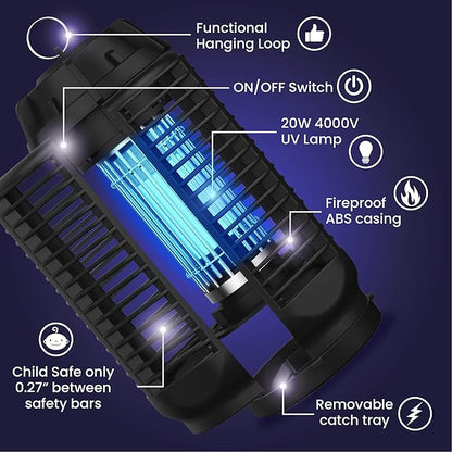 LiBa Electric Bug Zapper, Outdoor & Indoor Insect Killer with Switch – 4000V Powerful Grid, 20W