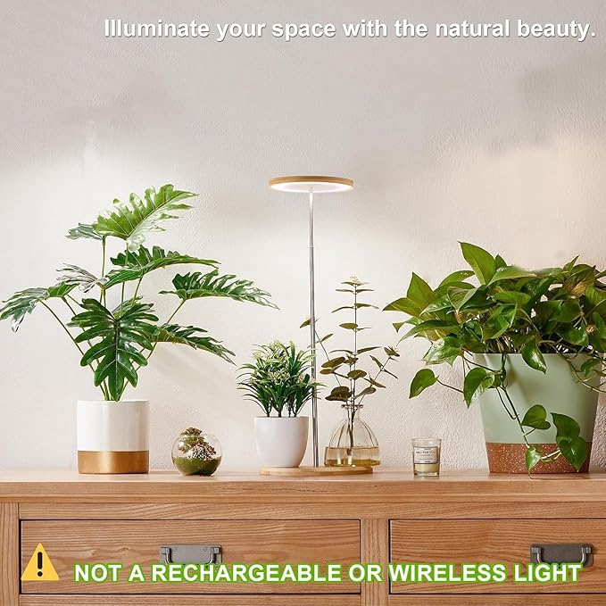 Plant Grow Light for Indoor Plant,Bamboo Mini LED Grow Light Garden,Height Adjustable,Automatic