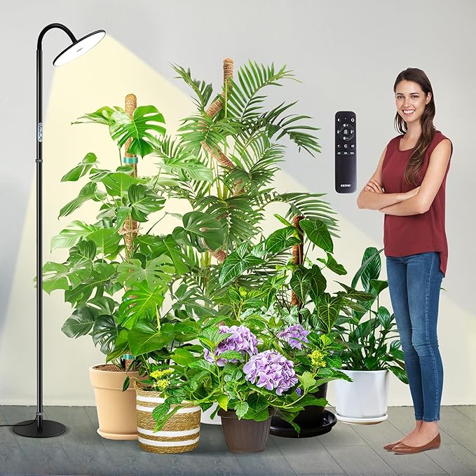 chiphy Grow Lamp, 60W Full Spectrum Grow Lights for Indoor Plants, 4/8/12H Timer, 2300K-6500K, 10
