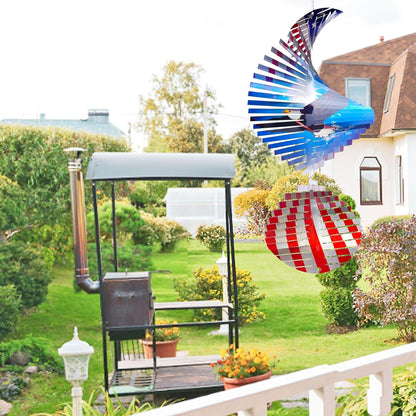 Wind Spinners Outdoor Creates a Soaring Eagle Effect, 3D American Flag Eagle Wind Spinner Hanging