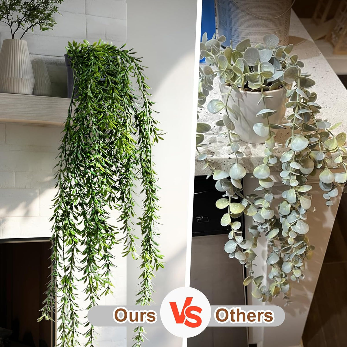 Artificial Hanging Plant 2 Pcs Faux Plant Ivy Vine Faux Eucalyptus Vines Fake Potted Greenery for