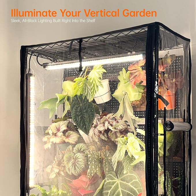 Bstrip Indoor Greenhouse Cabinet with Pegboard, Indoor Greenhouse with 4 Pack 96W Full Spectrum