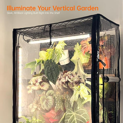 Bstrip Indoor Greenhouse Cabinet with Pegboard, Indoor Greenhouse with 4 Pack 96W Full Spectrum