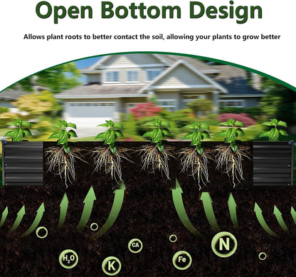 12×4×1FT(2PCS) Galvanized Raised Garden Bed Kit, Metal Planter Boxes，Large Outdoor Planters Garden