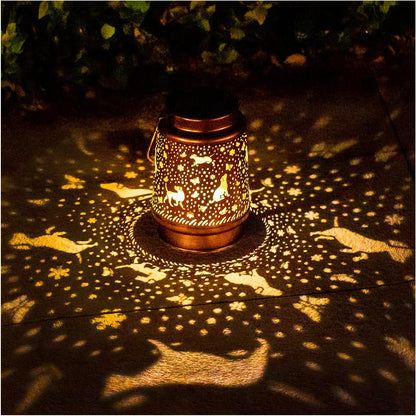 Dog Solar Lanterns Outdoor Waterproof Hanging Solar Lights Dog Gifts for Women Men Metal Decorative