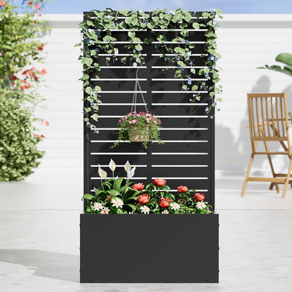 Casaphoria Metal Raised Garden Bed, 47"x24"x12" Planter Box for Climbing Plants, Vegetables &