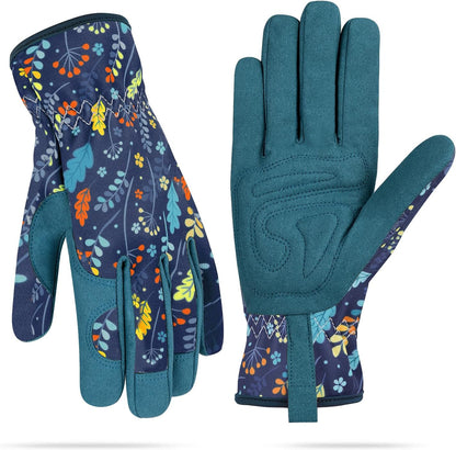 Womens Gardening Weeding Working Gloves, Leather Garden Glove for Women Thorn Proof No Stab for
