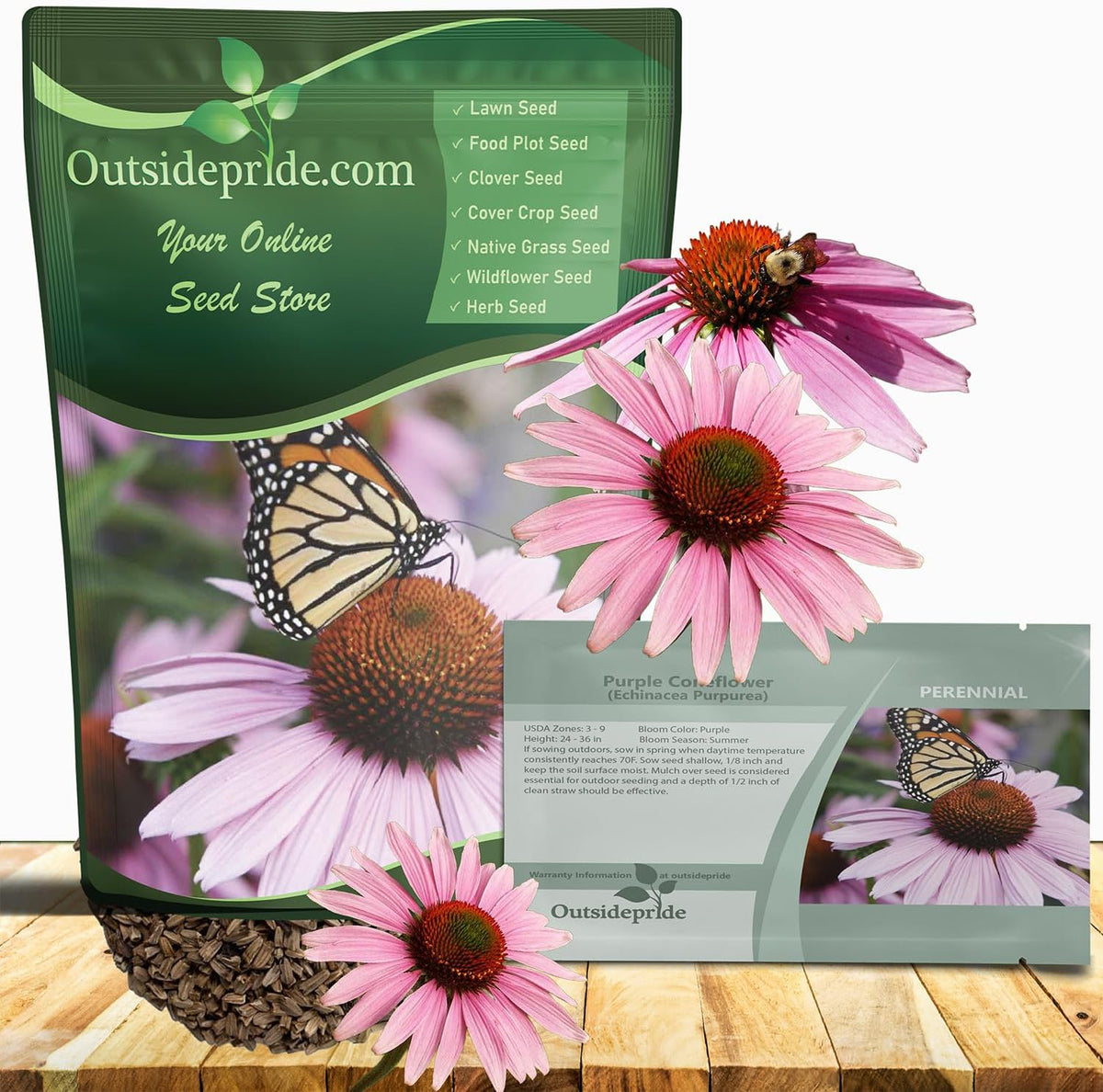 Outsidepride Purple Echinacea Coneflower Seeds - 1 lb Perennial, Deer-Proof & Drought Tolerant