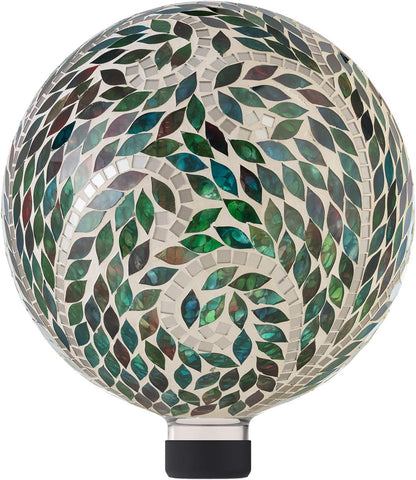 Alpine Corporation 10" Diameter Indoor/Outdoor Glass Mosaic Gazing Globe Yard Decoration, Scroll