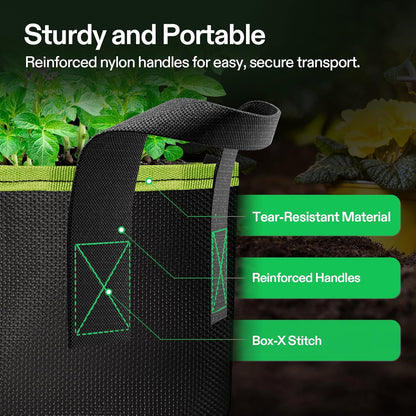 VIVOSUN 3-Pack 7-Gallon AeroBase Grow Bags, Durable Mesh Fabric Plant Container with Breathable