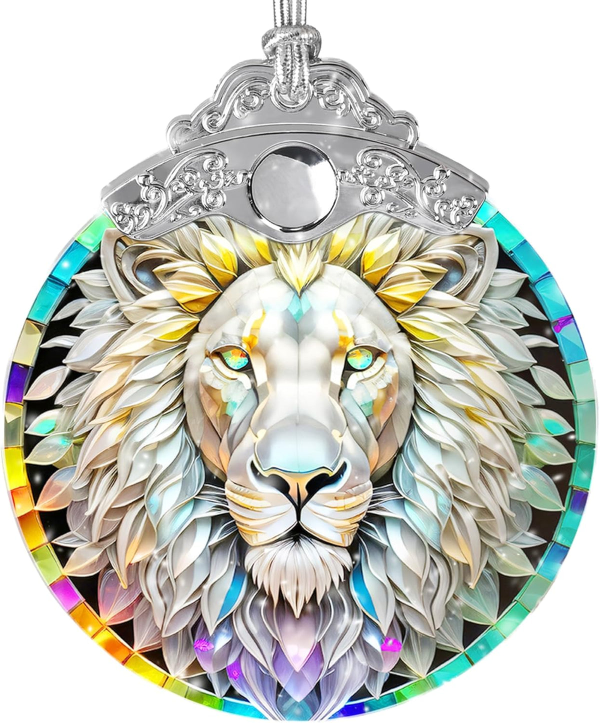 Stained Glass Suncatcher, Jocidea Lion Ornament, Christmas Ornaments, Holidays Ornaments, Christmas