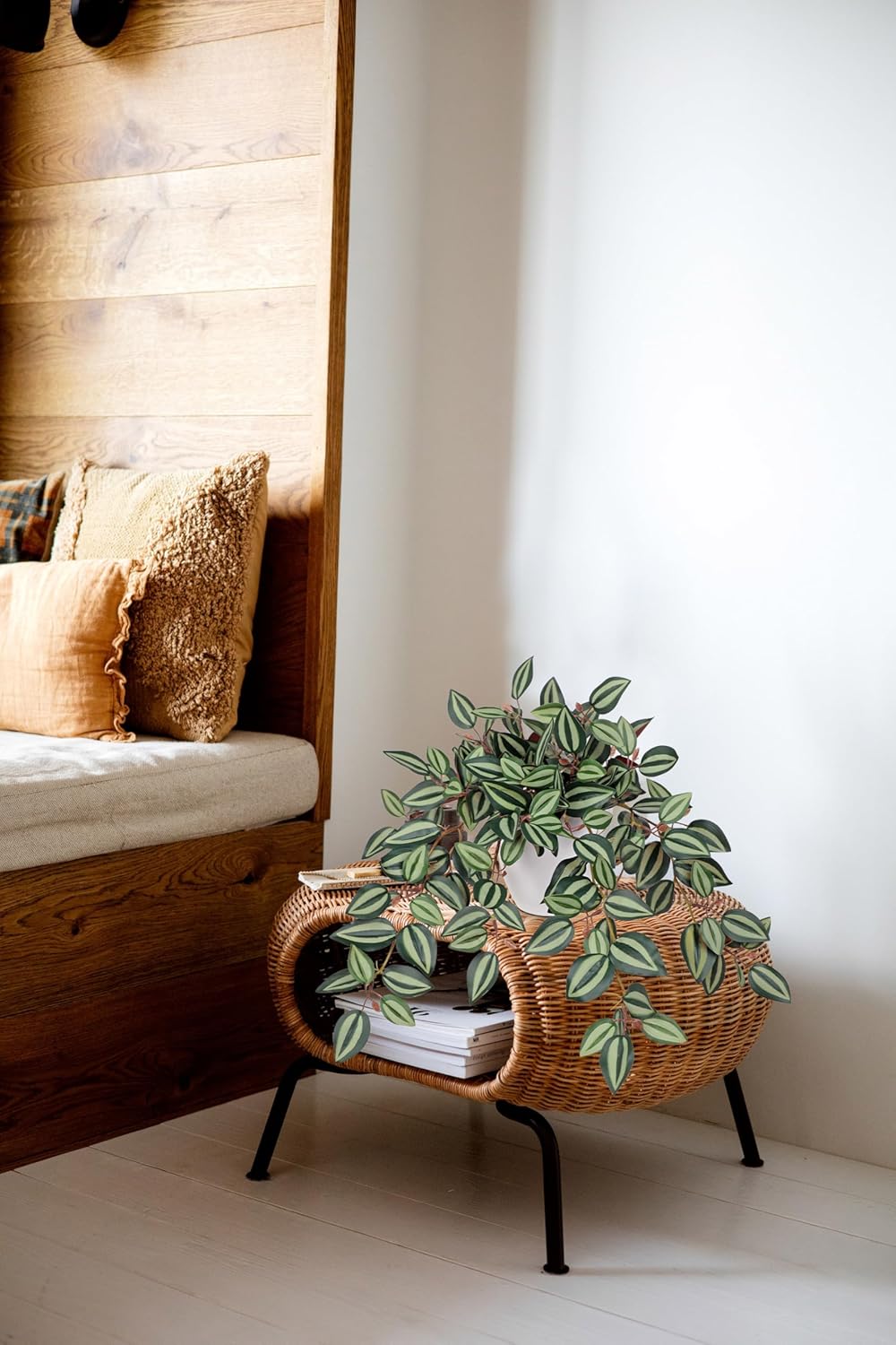 Briful Artificial Plants Indoor Fake Potted Silk Plants Faux Watermelon Peperomia Draping Plant for
