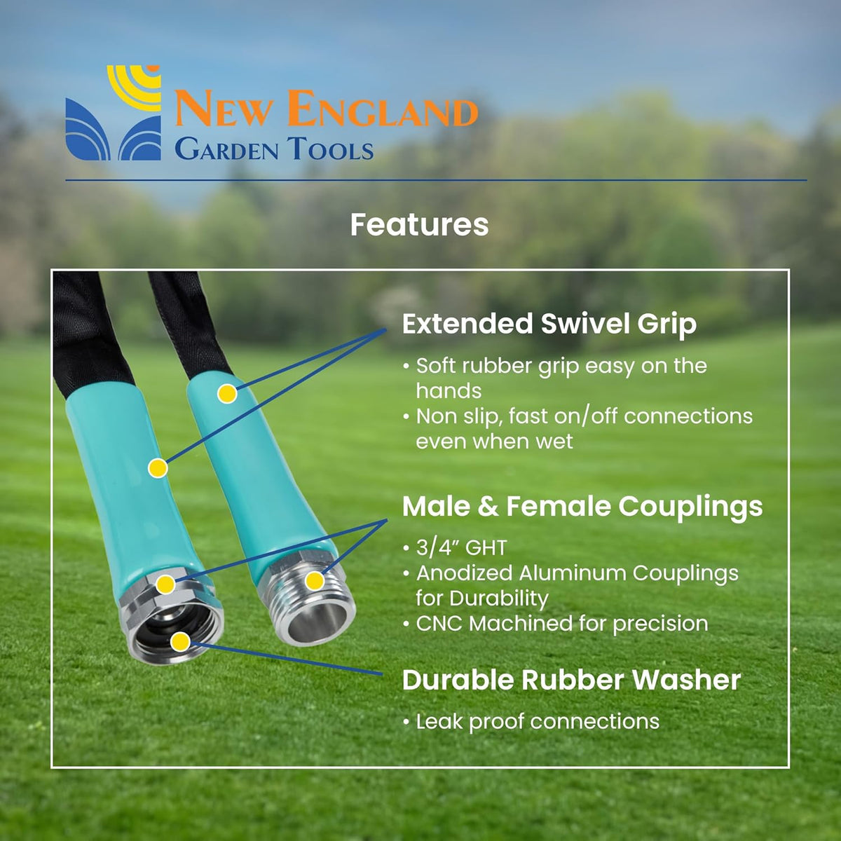 Flat Garden Hose (100 foot x 5/8 inch) Lightweight, Durable Fiber Jacket, Flexible & Kink Free