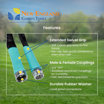 Flat Garden Hose (100 foot x 5/8 inch) Lightweight, Durable Fiber Jacket, Flexible & Kink Free