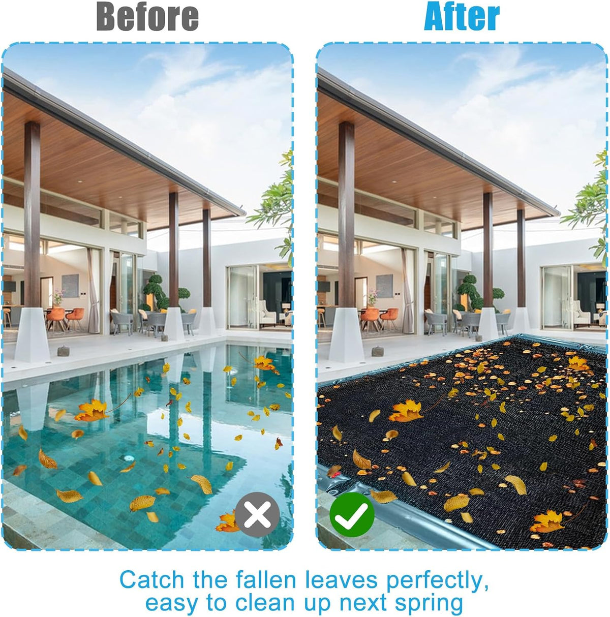 16 x 26FT Pool Leaf Net Cover- Thicken Rectangle Leaf Netting for Inground and Above Ground