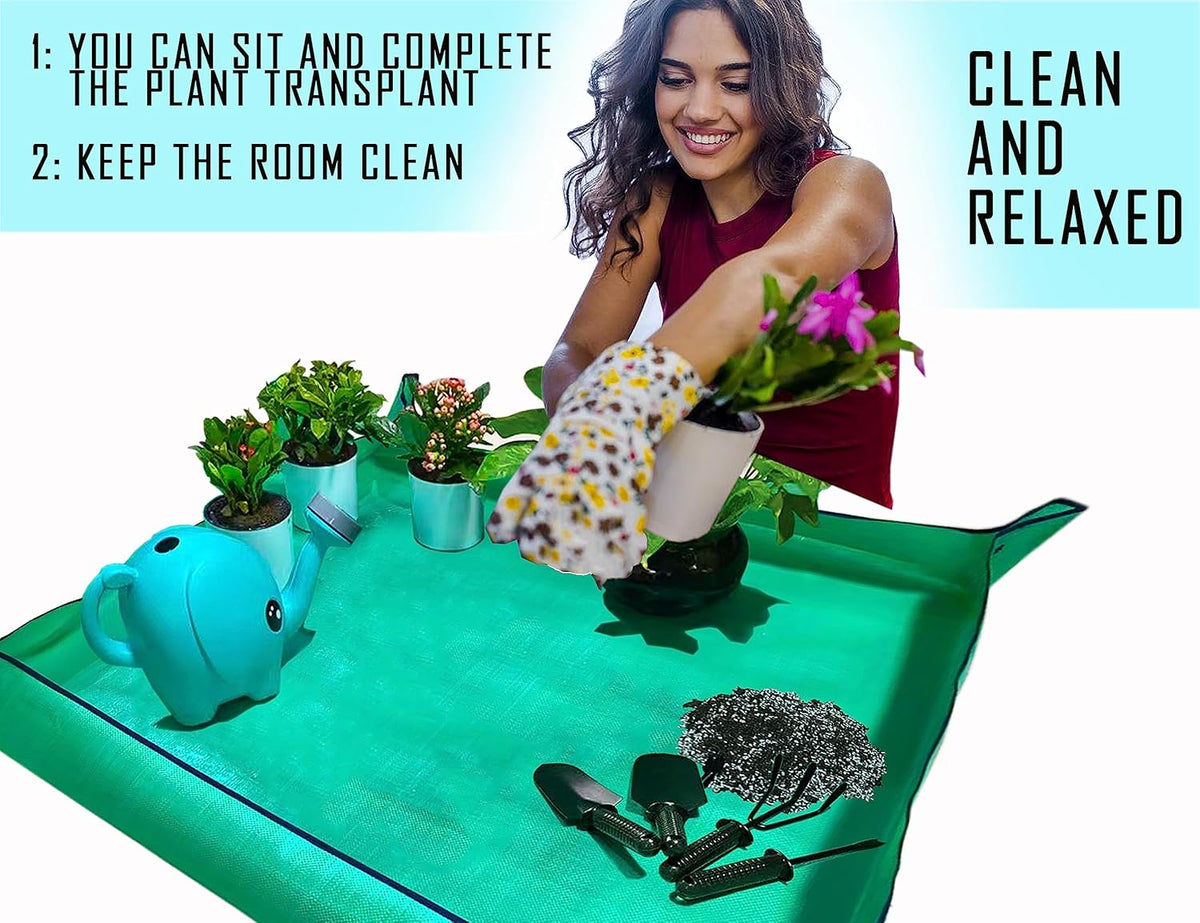 BIUWING Plant Repotting Mat,Waterproof Transplanting Mat,Foldable Indoor Succulent Potting Mat for