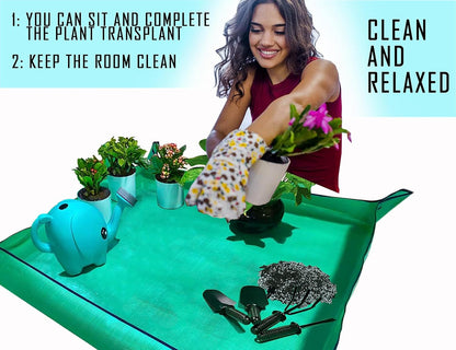 BIUWING Plant Repotting Mat,Waterproof Transplanting Mat,Foldable Indoor Succulent Potting Mat for