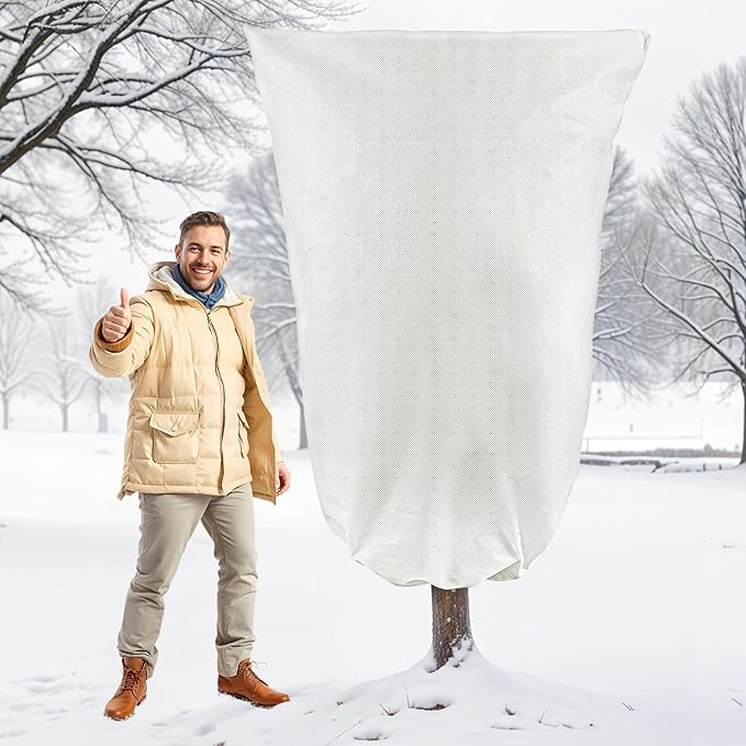 Plant Covers Freeze Protection, 1 Pack 78''× 95'' White Frost Cloths Blankets with Zipper