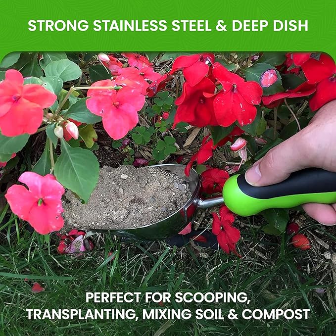 Garden Guru Super Strong Garden Scoop Trowel Shovel Transplanter - Stainless Steel - Rust Resistant