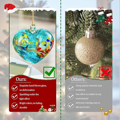 Blue Heart Hand Blown Glass Gazing Balls for Garden Hanging Friendship Balls Christmas Ball