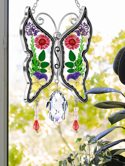 KY&BOSAM Butterfly Suncatcher Mom Gifts Stained Glass Suncatchers for Windows Hangings Wind Chime