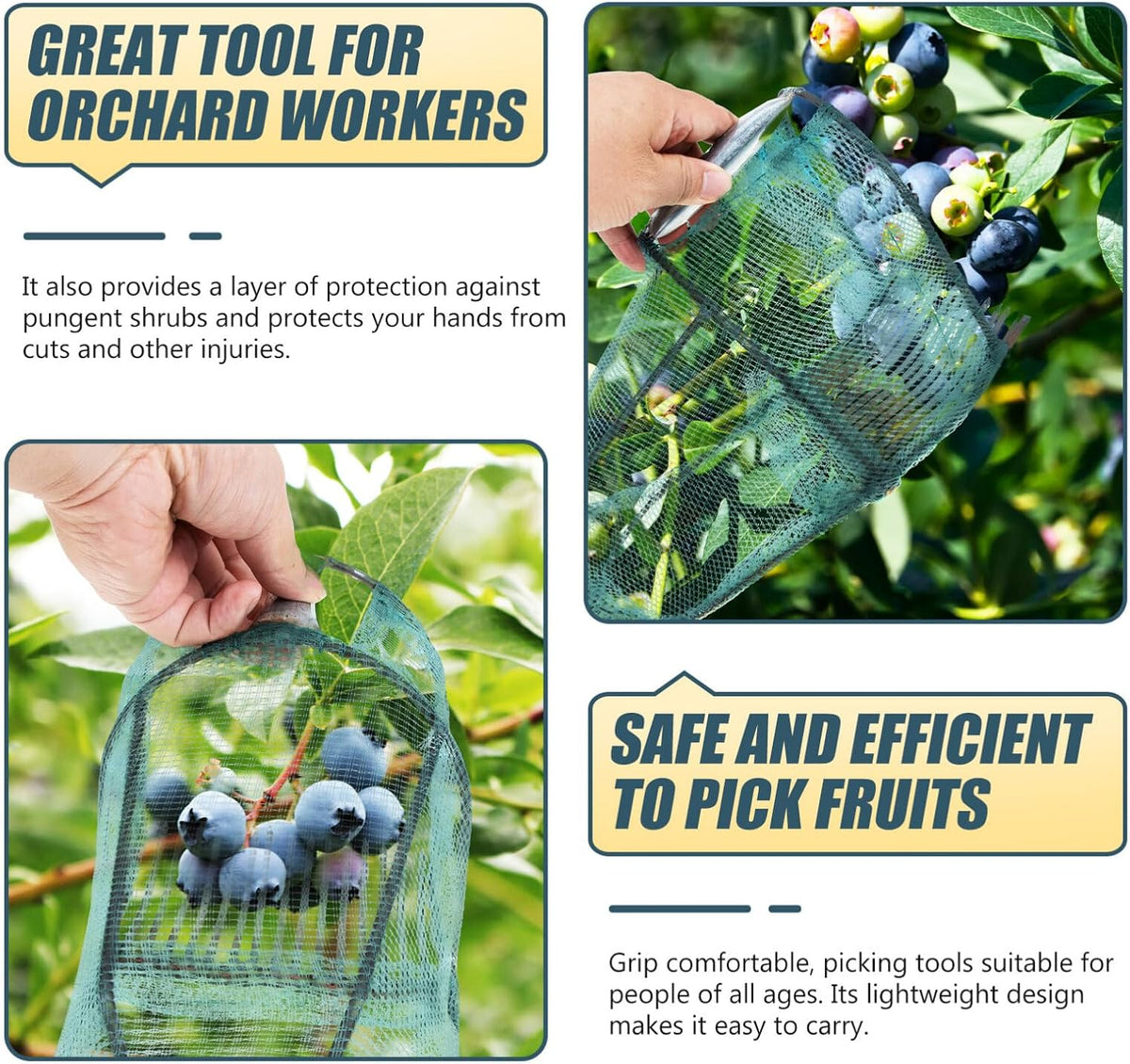 Tofficu Ergonomic Blueberry Picker with Steel Comb and Handle, Lightweight Fruit Harvesting Tool