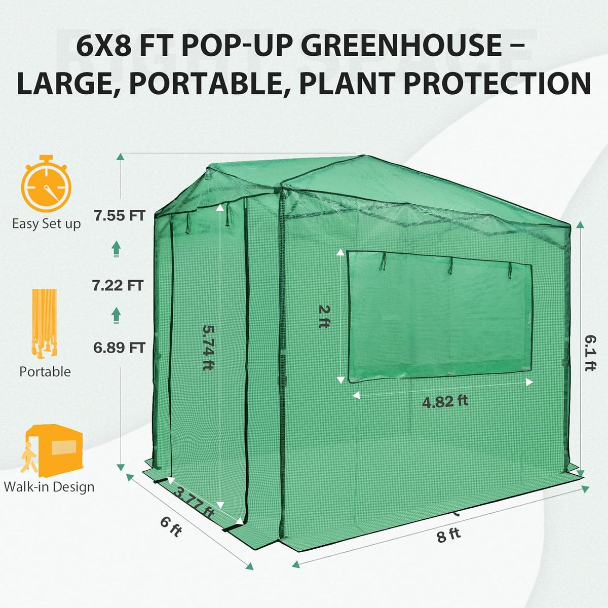 EAGLE PEAK Instant Pop-up Greenhouse, Indoor Outdoor Plant Gardening Green House, Roll-Up Zipper