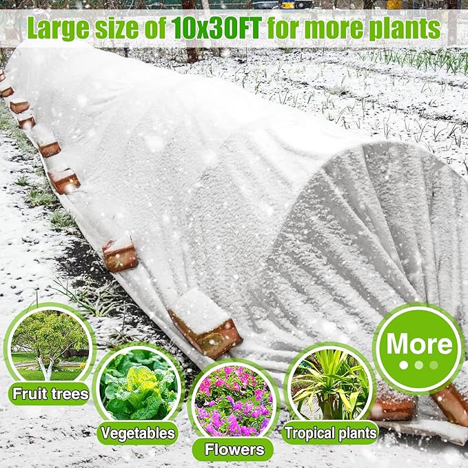 Alphatool Plant Covers Freeze Protection - 10 ft x 30 ft Frost Cloths Blankets for Outdoor Plants