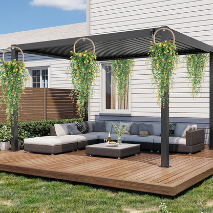 Artificial Hanging Flowers, 3 Pcs Fake Hanging Plants Artificial Vines for Outdoors, Fake Ivy Vine