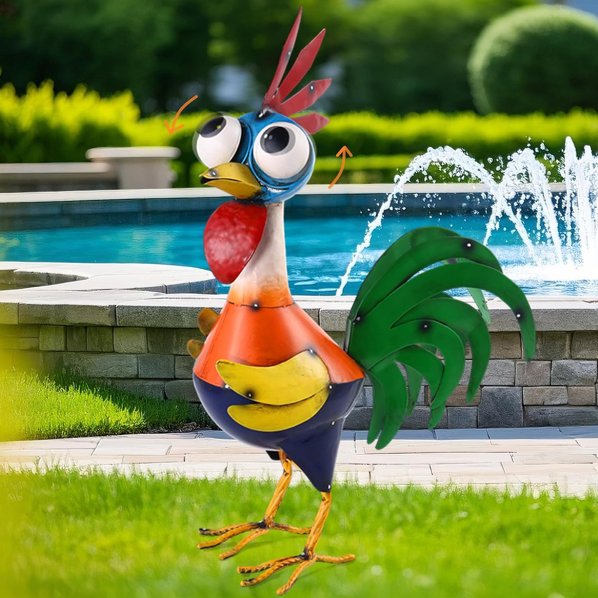 Large Metal Rooster Decor Garden Statue Chicken Yard Art Kitchen Outdoor Decoration Gifts for Women